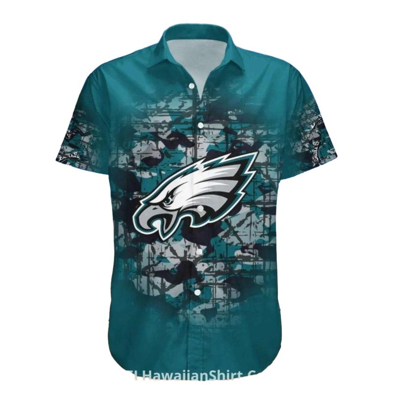 Eagles Hawaiian Shirt Camouflage And Logo Beach Style 1 3 1024X1024 1
