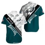Philadelphia Eagles Multi Logo White And Dark Green Hawaiian Shirt
