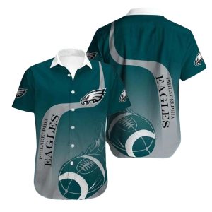 Philadelphia Eagles Gradient Football Ball Flame Hawaiian Shirt