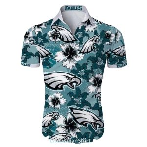 Philadelphia Eagles Tropical Hibiscus Floral Hawaiian Shirt