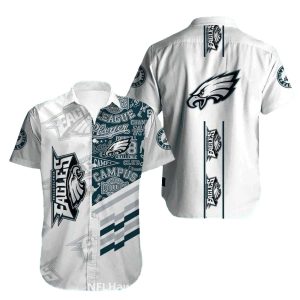 Philadelphia Eagles White And Teal College Inspired Hawaiian Shirt