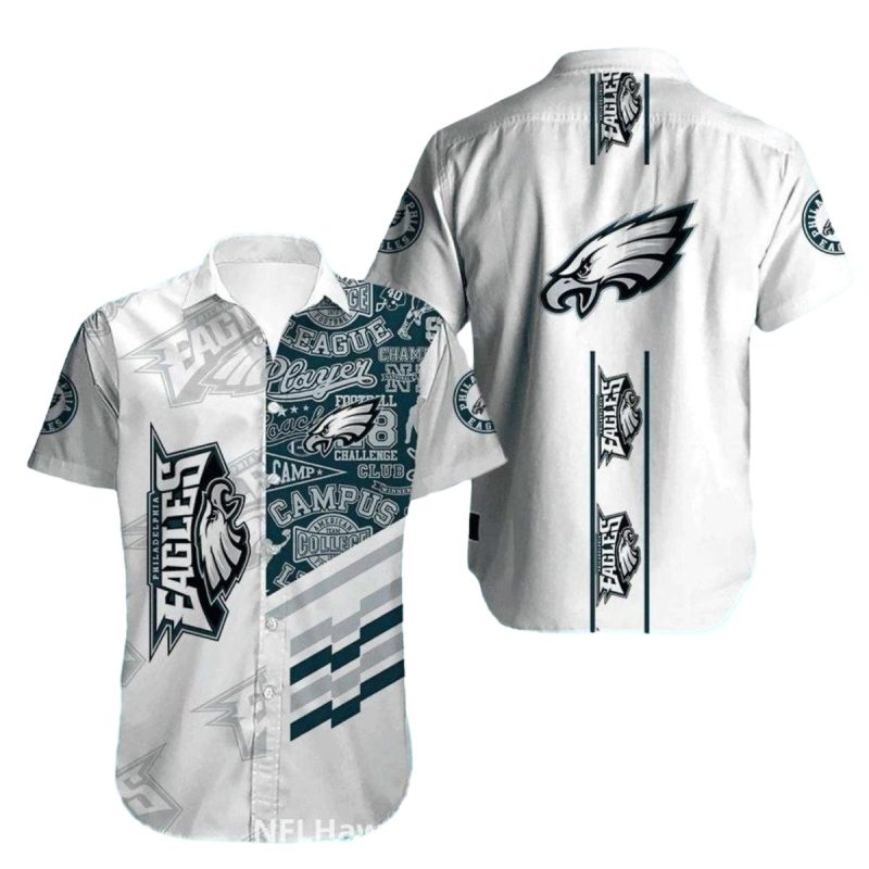 Eagles Hawaiian Shirt White And Teal College Inspired 1 3 1024X1024 1