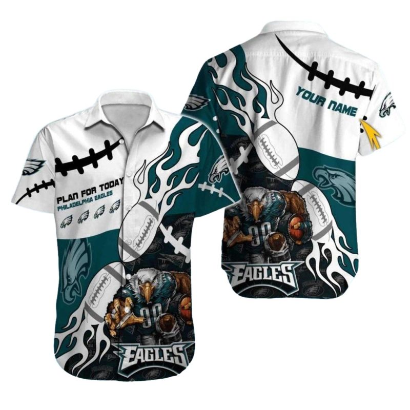 Eagles Hawaiian Shirt White And Teal Football Flames 1 3 1024X1024 1