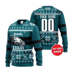 Personalized Eagles Light Up Ugly Sweater