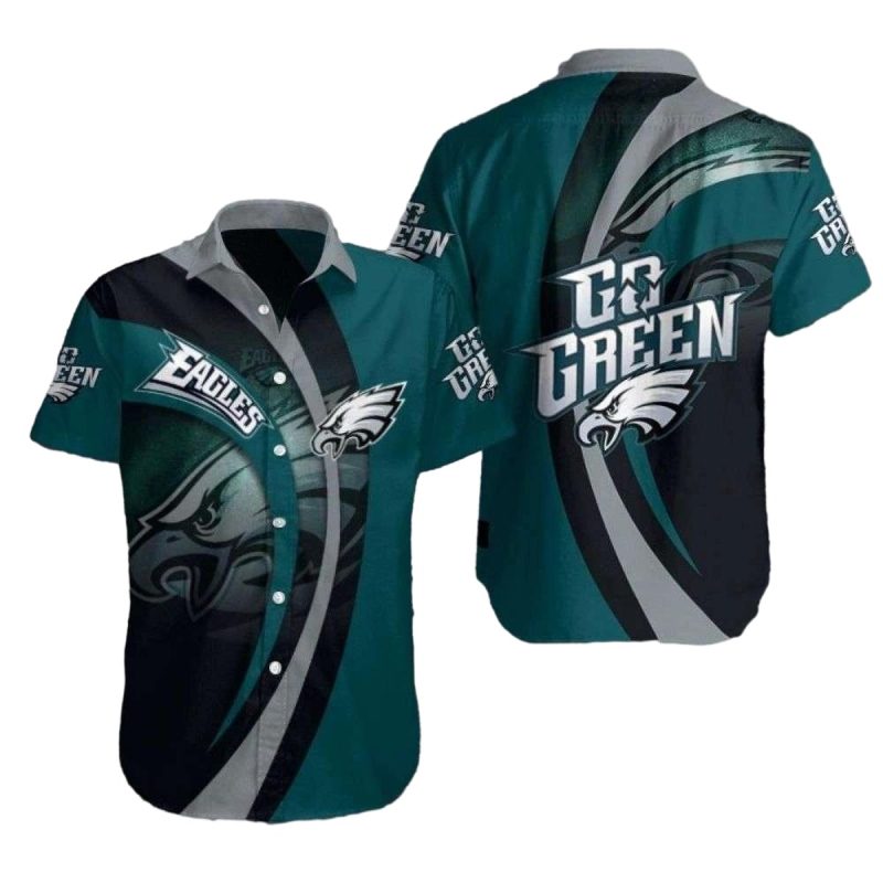 Eagles Rally Cry Hawaiian Shirt Teal Surge Motif 1