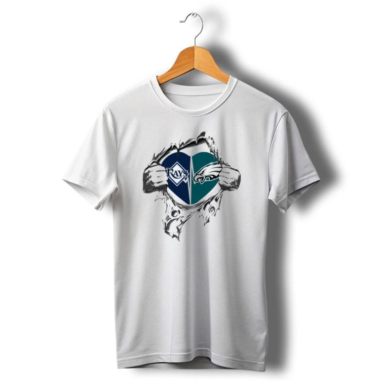 Eagles Rays Heart Torn Open Fan Logo Combination T Shirt T Shirt 1 1