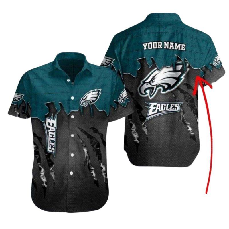 Eagles Shadowed Feathers Custom Tropical Hawaiian Shirt 1