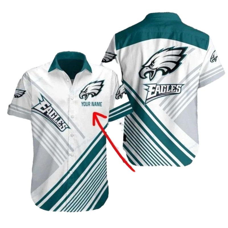Eagles Striped Flight Custom Name Hawaiian Shirt 1