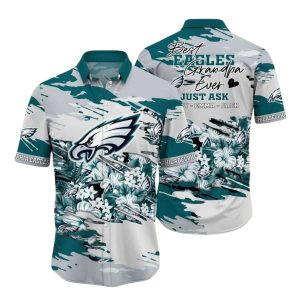 Personalized Eagles Super Grandpa Tropical Hawaiian Shirt