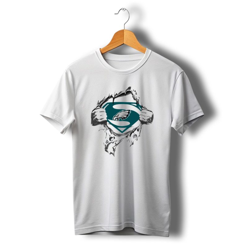 Eagles Superman Logo With Torn Effect And Hero Style Hands T Shirt T Shirt 1 1