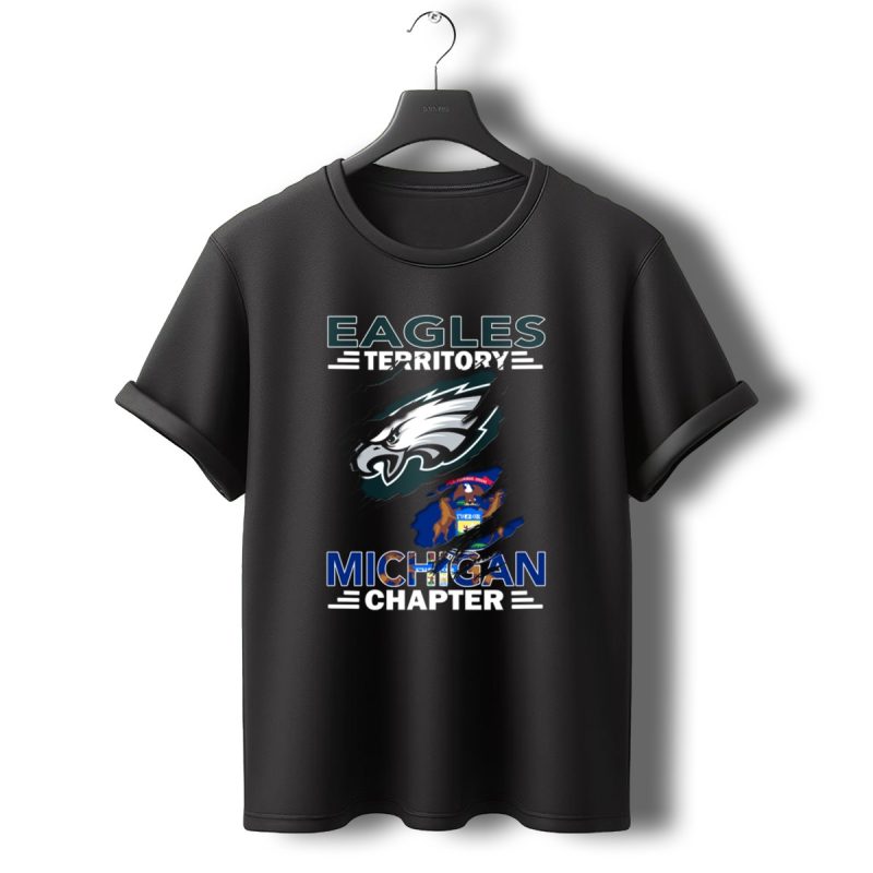 Eagles Territory Michigan Chapter Philadelphia Eagles Logo Michigan State Flag T Shirt T Shirt 0 1