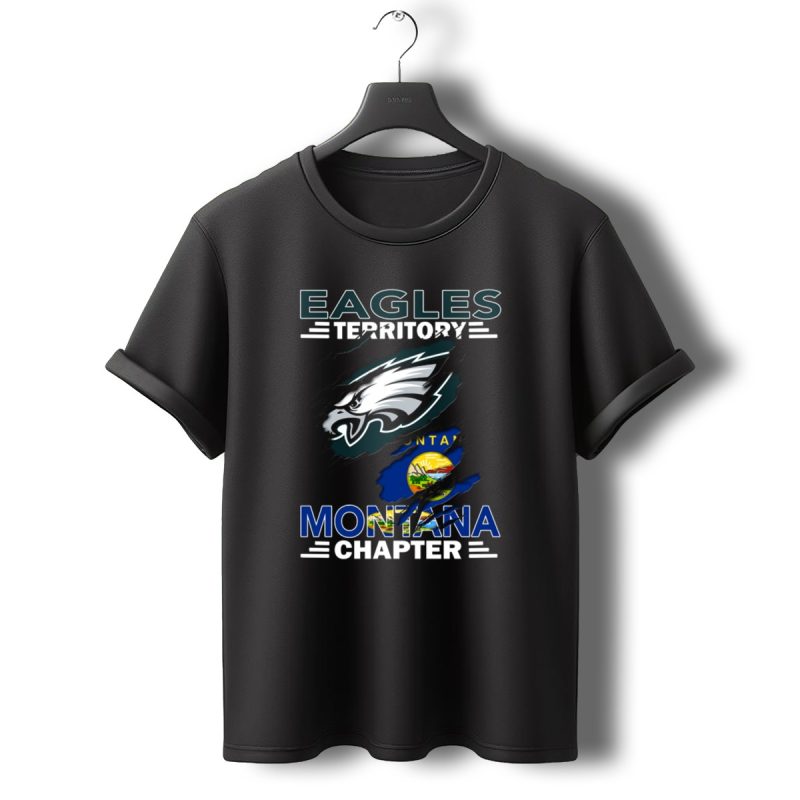 Eagles Territory Montana Chapter Logo Featuring Philadelphia Eagles And Montana State Flag T Shirt T Shirt 0 1