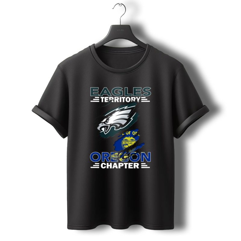 Eagles Territory Oregon Chapter Fan Group Philadelphia Logo And State Flag T Shirt T Shirt 0 1