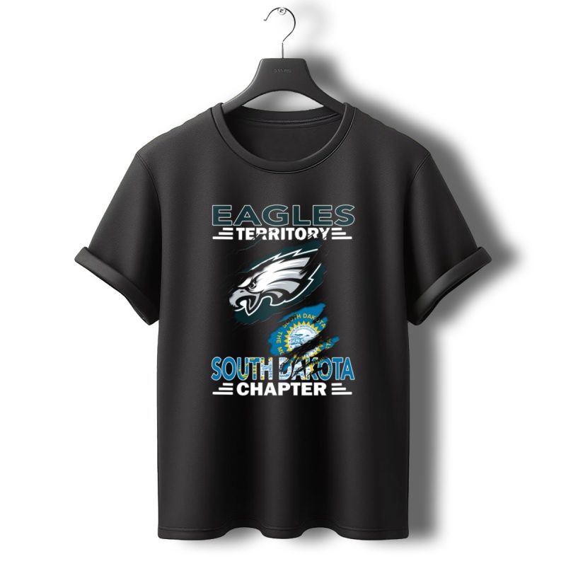 Eagles Territory South Dakota Chapter Emblem With State Flag And Aggressive Eagle T Shirt T Shirt 0 1