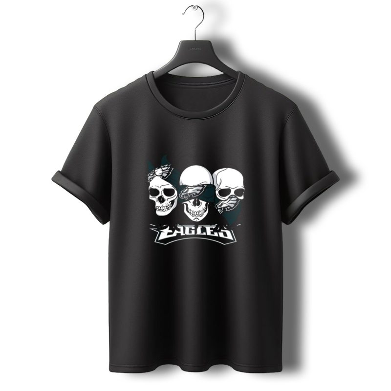 Eagles Three Skull Bandana T Shirt T Shirt 0 1