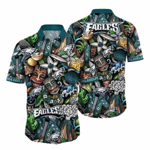 Philadelphia Eagles Eagles Tribal Pride In Midnight Green Hawaiian Shirt