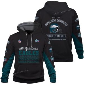 Eagles Two Time SB Champions Philadelphia Eagles Champion 2023 All Over Print Hoodie
