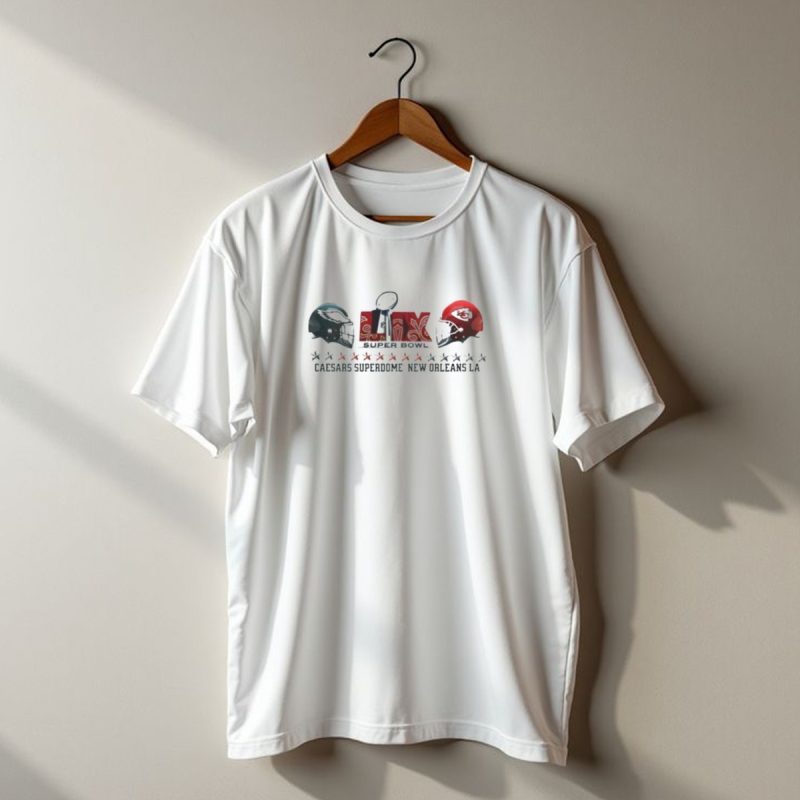 Eagles Vs Chiefs Super Bowl Lix Caesars Superdome New Orleans La Helmets And Stars T Shirt T Shirt 1 1