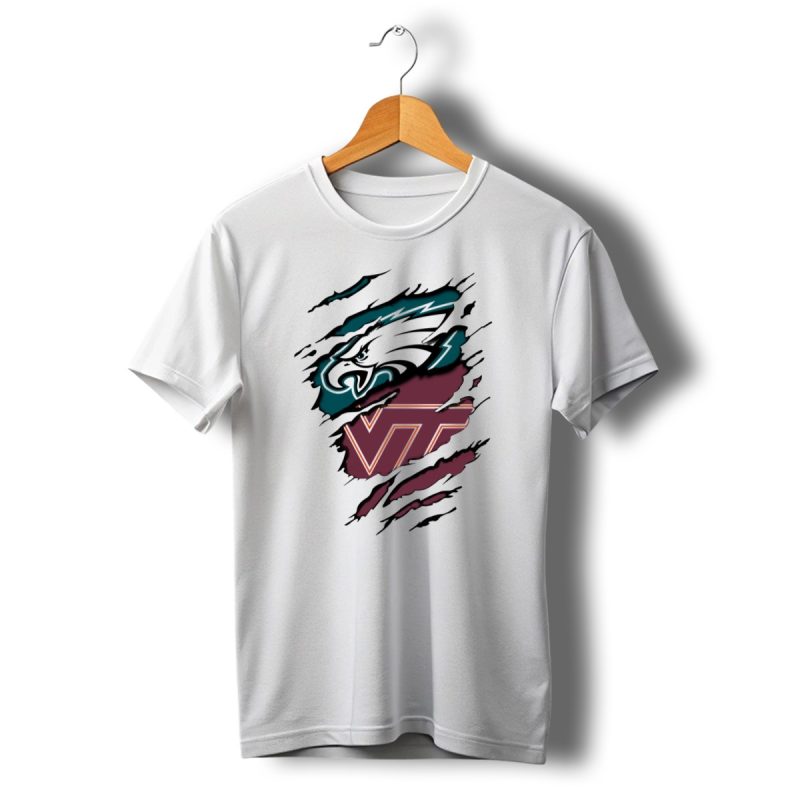 Eagles Vt Hokies Claw Marks Logo Fusion T Shirt T Shirt 1 1
