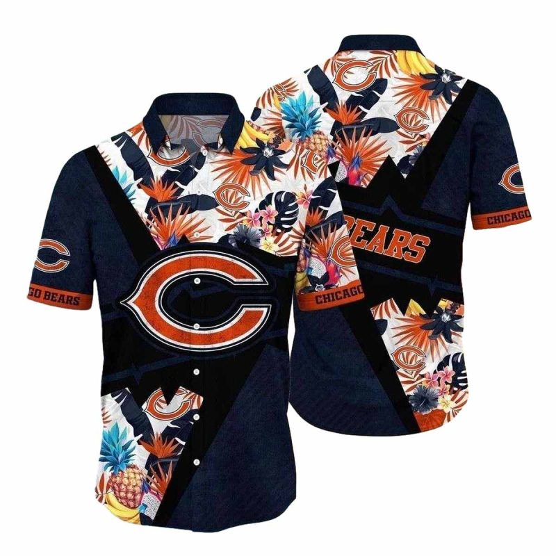 Electric Floral Charge Chicago Bears Hawaiian Shirt Mens 1