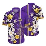 Elegant Floral Stripes MN Vikings Hawaiian Shirt For Men