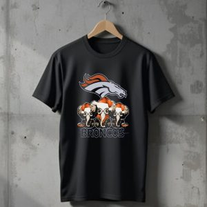 Elephan Christmas Denver Broncos Santa Hats Sporting Team Spirit T-Shirt
