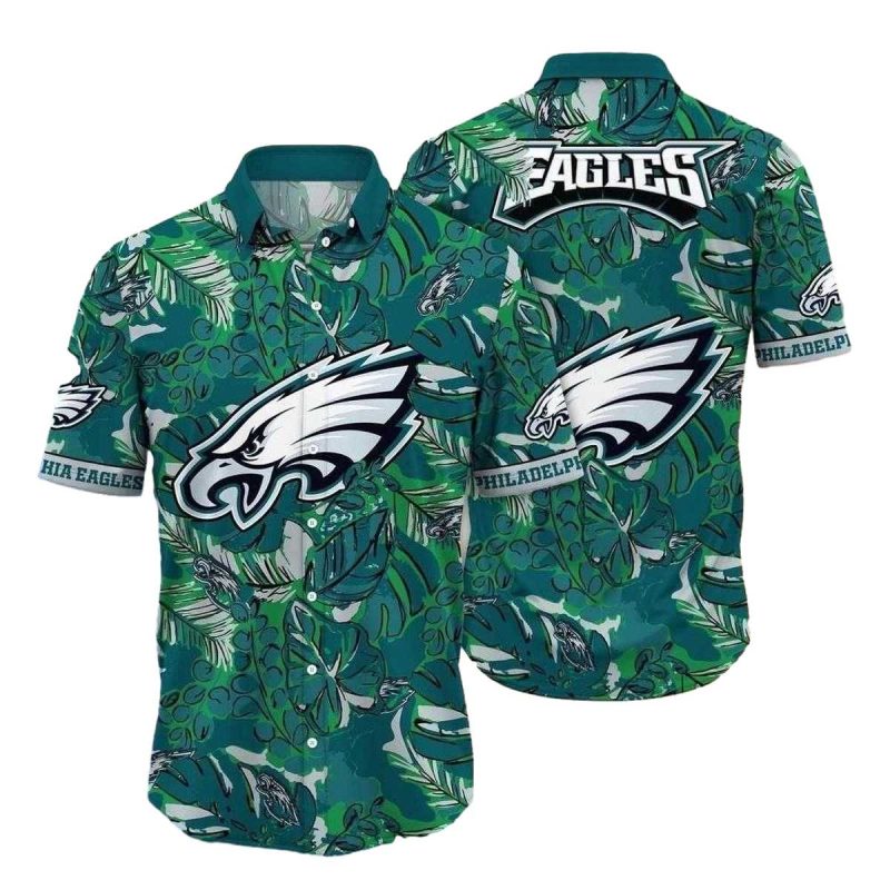 Emerald Foliage Philadelphia Eagles Emblem Hawaiian Shirt 1
