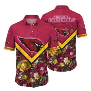 Endzone Bloom Maroon NFL Cardinals Flowery Hawaiian Shirt