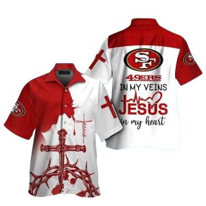 Faith And Football 49ers Niners 49ers In My Veins Hawaiian Shirt