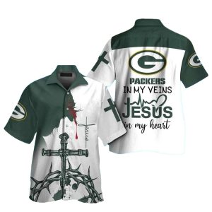 Faith And Football Green Bay Packers Cross Design Hawaiian Shirt