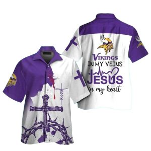 Faith And Football Minnesota Vikings Cross Motif Hawaiian Shirt
