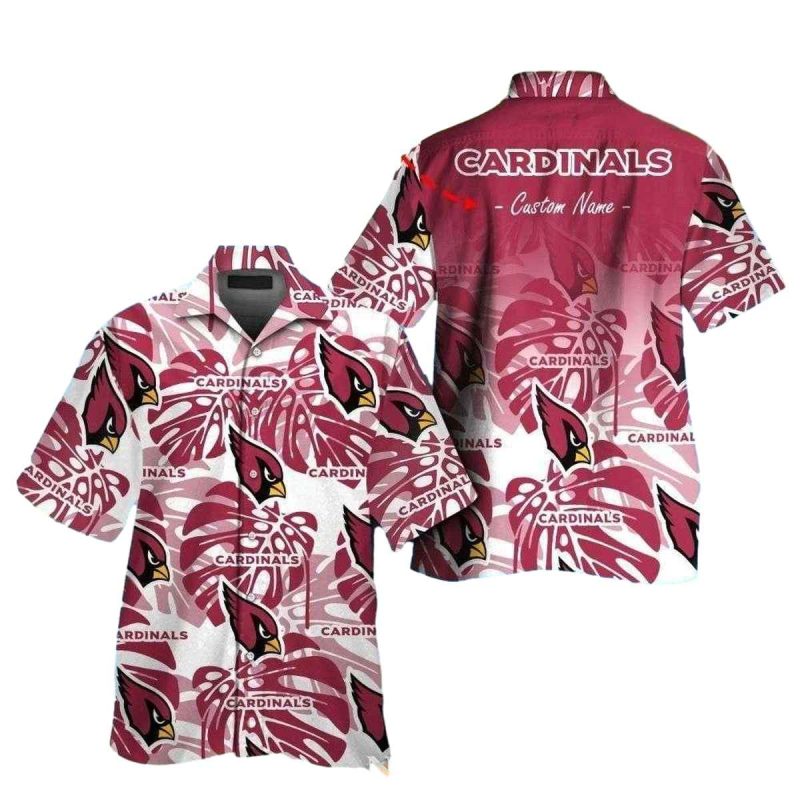 Feathered Foliage Arizona Cardinals Hawaiian Shirt With Custom Name 1