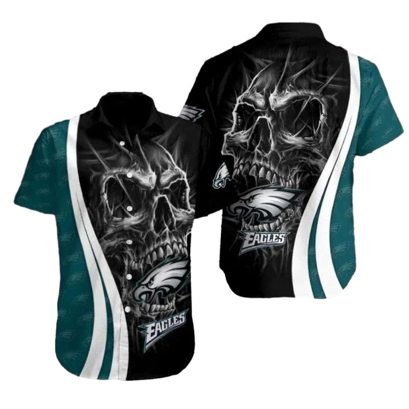 Ferocious Eagles Skull Spirit Tropical Hawaiian Shirt 1