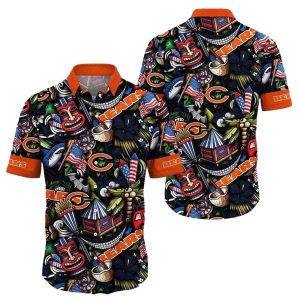 Festive Tiki Game Day Chicago Bears Hawaiian Shirt