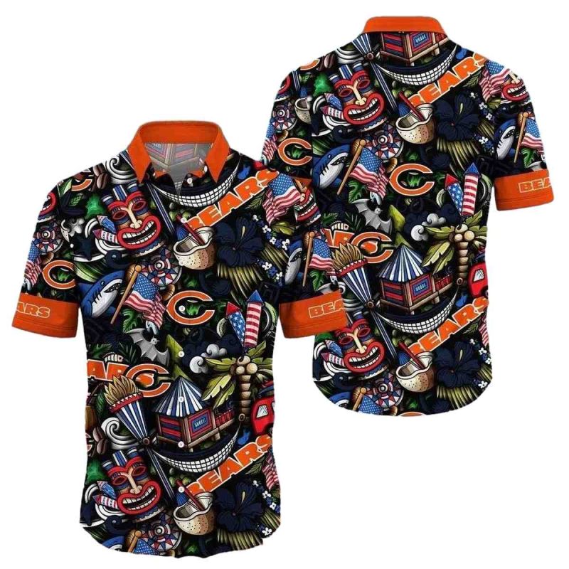 Festive Tiki Game Day Chicago Bears Hawaiian Shirt 1