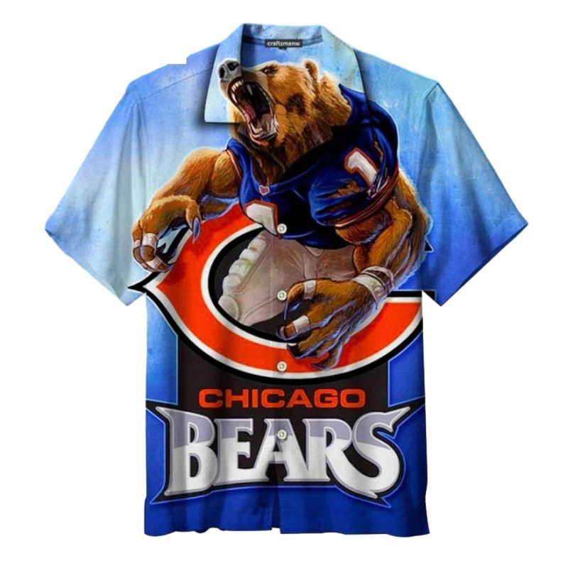 Fierce Football Bear Chicago Bears Aloha Shirt For Fans 1