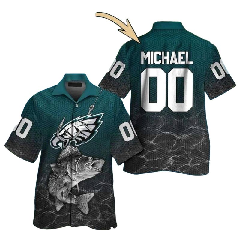 Fierce Philadelphia Eagles Catch Customizable Tropical Hawaiian Shirt 1