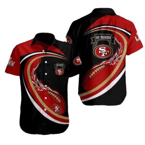 Fiery Flight San Francisco 49ers Black And Red Hawaiian Shirt