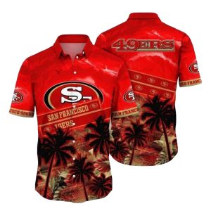 Fiery Red Palms San Francisco 49ers Red Hawaiian Shirt