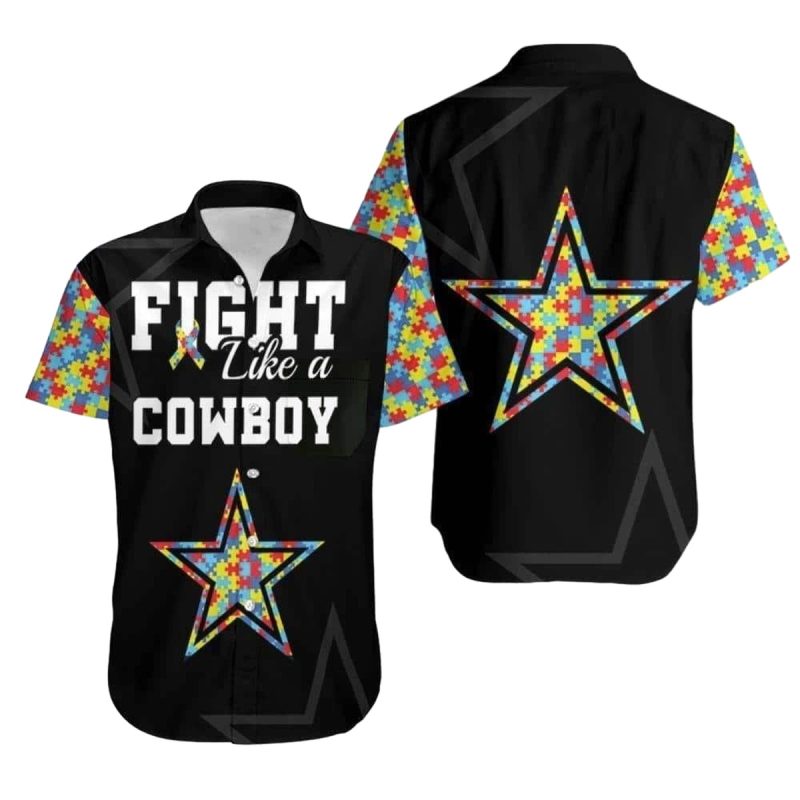Fight Like A Dallas Cowboys Autism Support Beach Hawaiian Shirt 1
