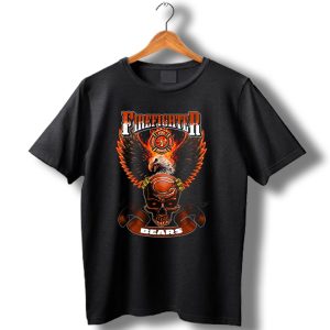 Firefighter Chicago Bears Fire Rescue Eagle Skull T Shirt