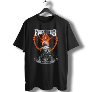 Firefighter Fire Rescue Eagle Skull Raiders T-Shirt