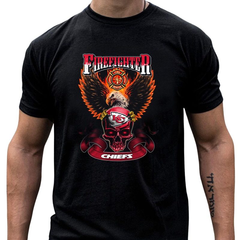 Firefighter Fire Rescue Kansas City Chiefs Chiefs Eagle Skull T Shirt T Shirt 1 1