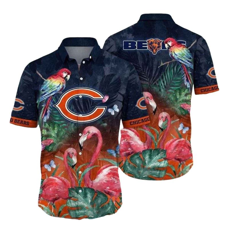 Flamingo Parrot Paradise Chicago Bears Hawaiian Shirt 1