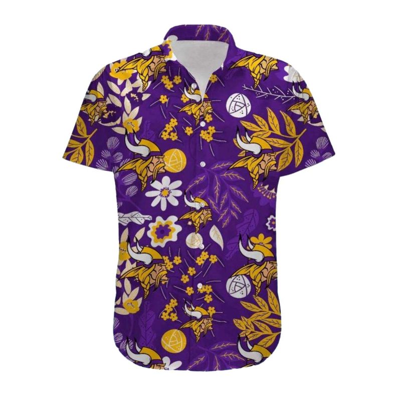 Floral And Symbolic Minnesota Vikings Hawaiian Shirt 1