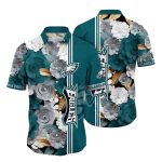 Philadelphia Eagles Floral Crest Of The Eagles Hawaiian Shirt