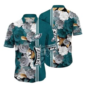 Philadelphia Eagles Floral Crest Of The Eagles Hawaiian Shirt