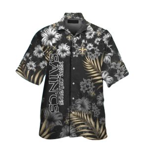 Floral Elegance New Orleans Saints Hawaiian Shirt Mens
