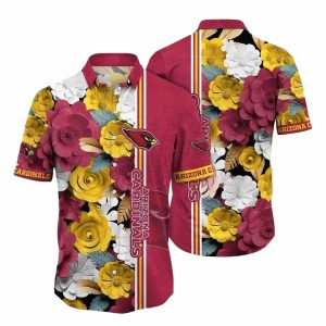 Floral Fiesta Maroon Arizona Cardinals Vibrant Botanical Hawaiian Shirt