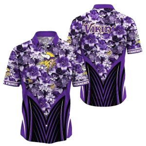 Floral Linebacker Purple Vikings Hawaiian Shirt